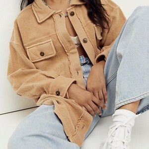 Free People Sable Ruby Shirt Fleece Oversized Button Down Shacket Jacket XSMALL